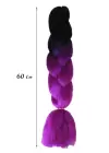 Eflatun Siyah İki Renk Ombreli Afrika Zenci Örgüsü Box Braid Sentetik Saç 60cm 100gr