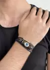 Göz Figürlü Deri Erkek Bileklik