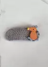 Gri Renk Sincap Figürlü Yan Toka