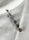 Gümüş Renk Sallantılı Yıldız Figürlü Cerrahi Çelik Göbek Piercing