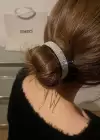 Gümüş Renk Taşlı Topuz Toka