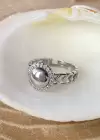 Gümüş Renk Yuvarlak Figürlü Metal Ayarlanabilir Yüzük