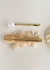 Kırmızı Renk Kelebek Figürlü Taşlı Yan Toka Set