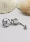 Kıvrımlı Taşlı Göbek Piercingi