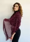 Mor Renk Leopar Desenli Şal