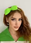 Neon Yeşil Renk Fiyonk Figürlü Saç Bandı