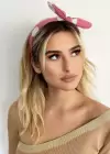 Pembe Renk Fiyonk Figürlü Puantiye Desenli Telli Taç