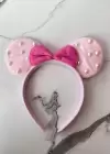 Pudra Pembe Renk Kulak Ve Kurdele Figürlü İnci Detaylı Çocuk Taç