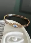 Rose Renk Göz Figürlü Çelik Kelepçe Bileklik