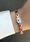 Rose Renk Göz Figürlü Çelik Kelepçe Bileklik