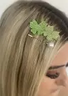 Yeşil Renk Kelebek Figürlü Taşlı Yan Toka Set