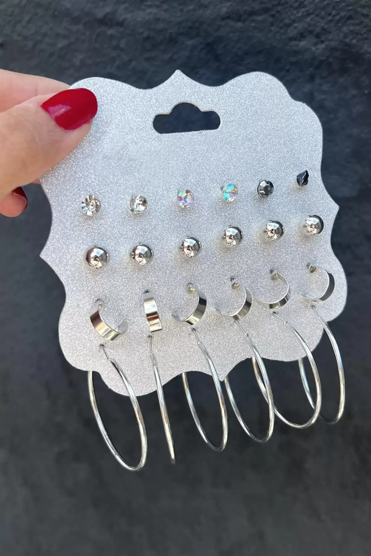 24lü Gümüş Renk Halka Küpe Set