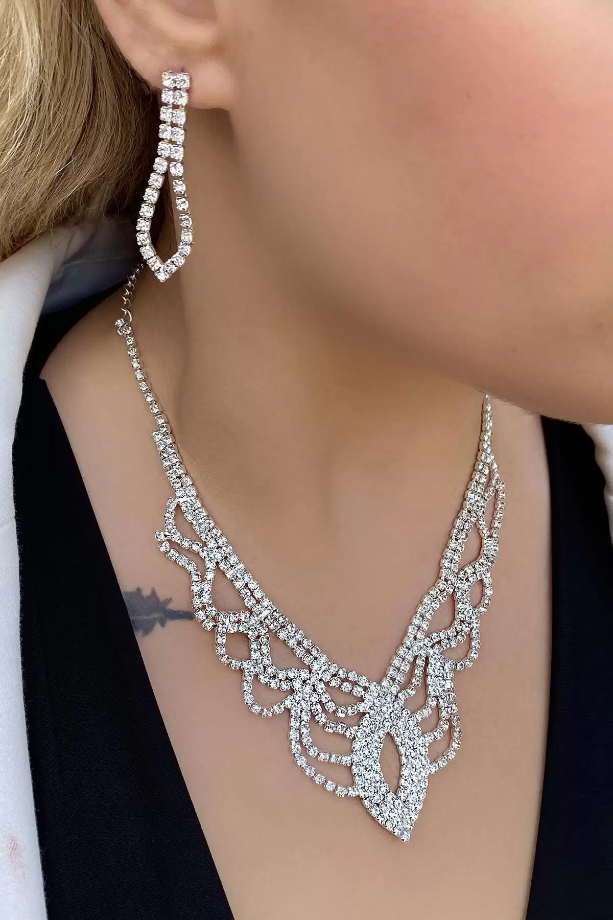 Abiye Kolye Küpe Set