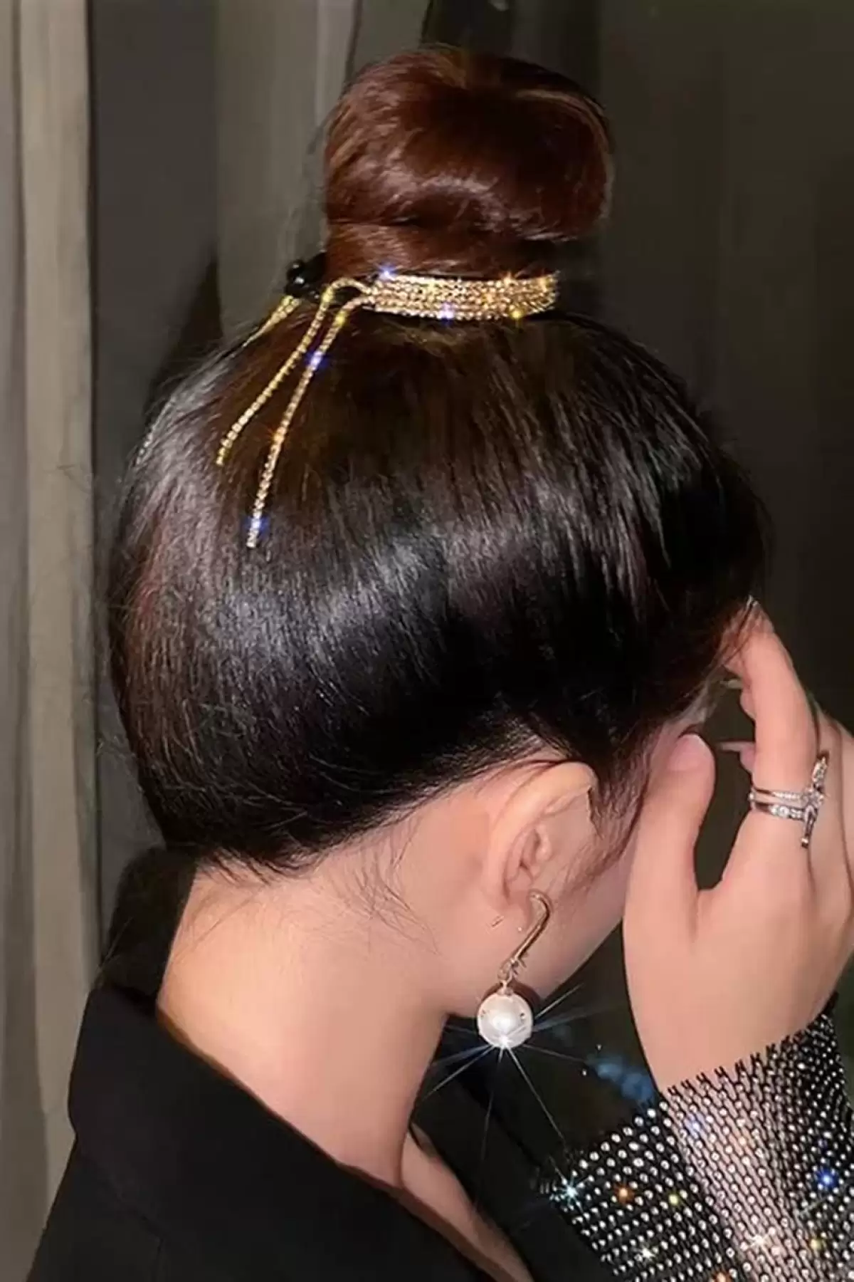 Altın Renk Taşlı Topuz Toka