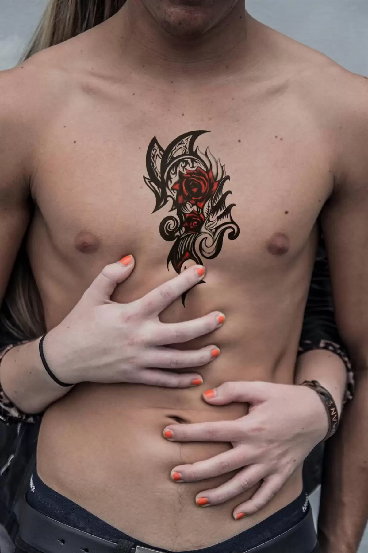 Geçici Büyük Boy Tribal Gül Dövme Tattoo