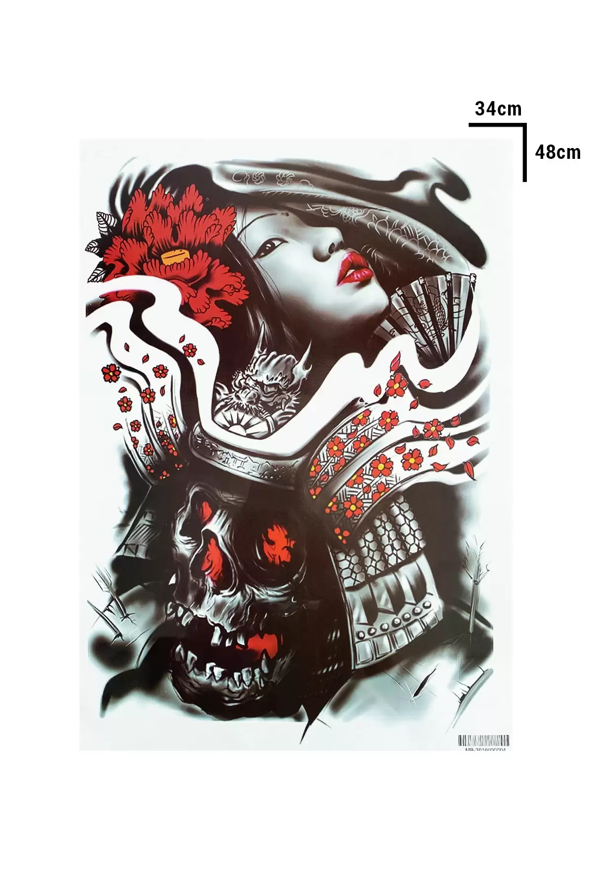 Geçici Kadın ve Kurukafa Modelli Sırt Dövme Tattoo