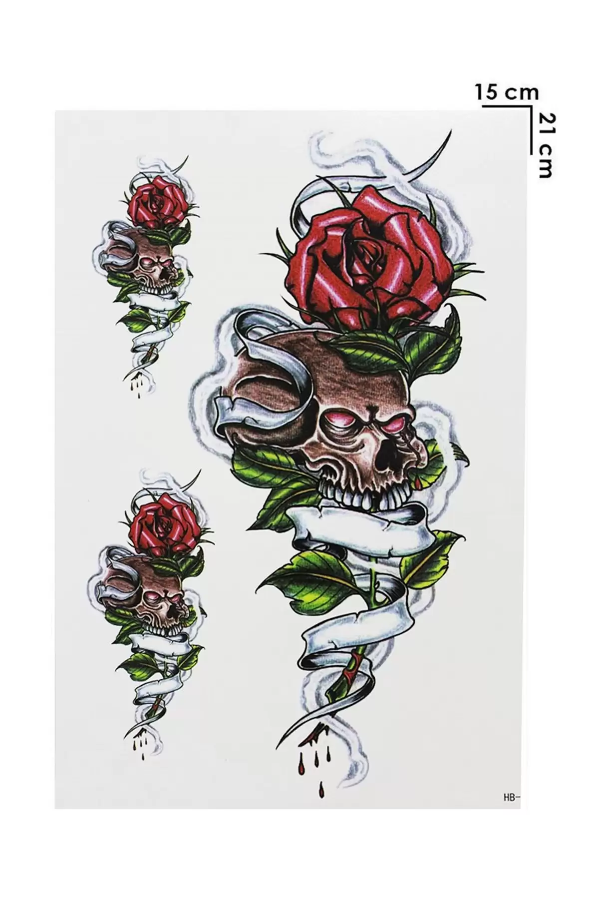 Geçici Kurukafa ve Gül Dövme Tattoo