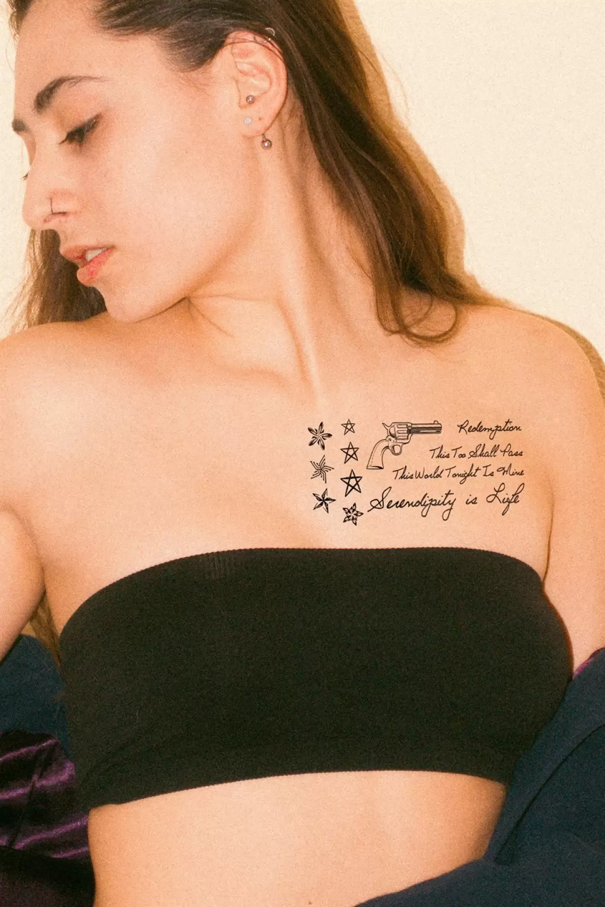 Geçici Silah, Yıldız ve Yazılı Dövme Tattoo