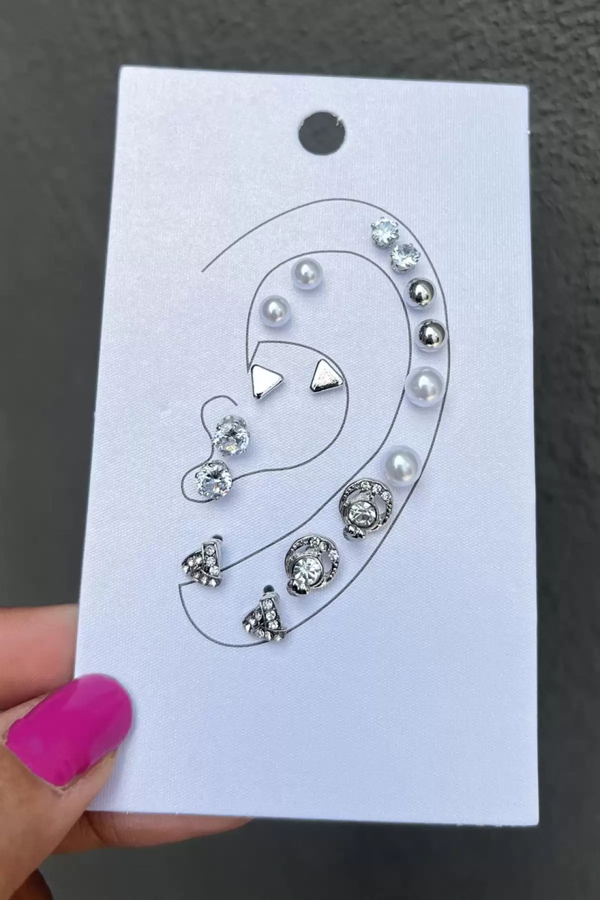 Gümüş Renk 16lı Küpe Set