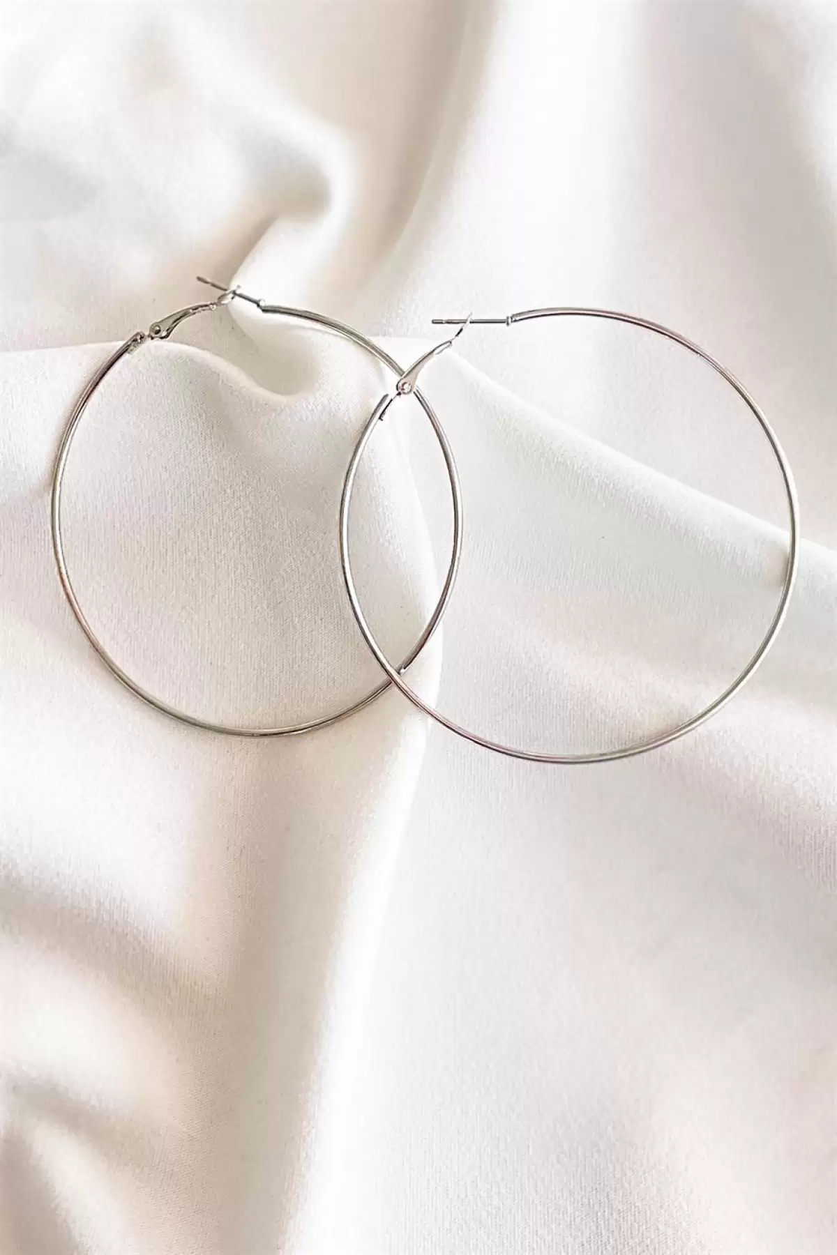 Gümüş Renk Halka Küpe 60MM (Çift)