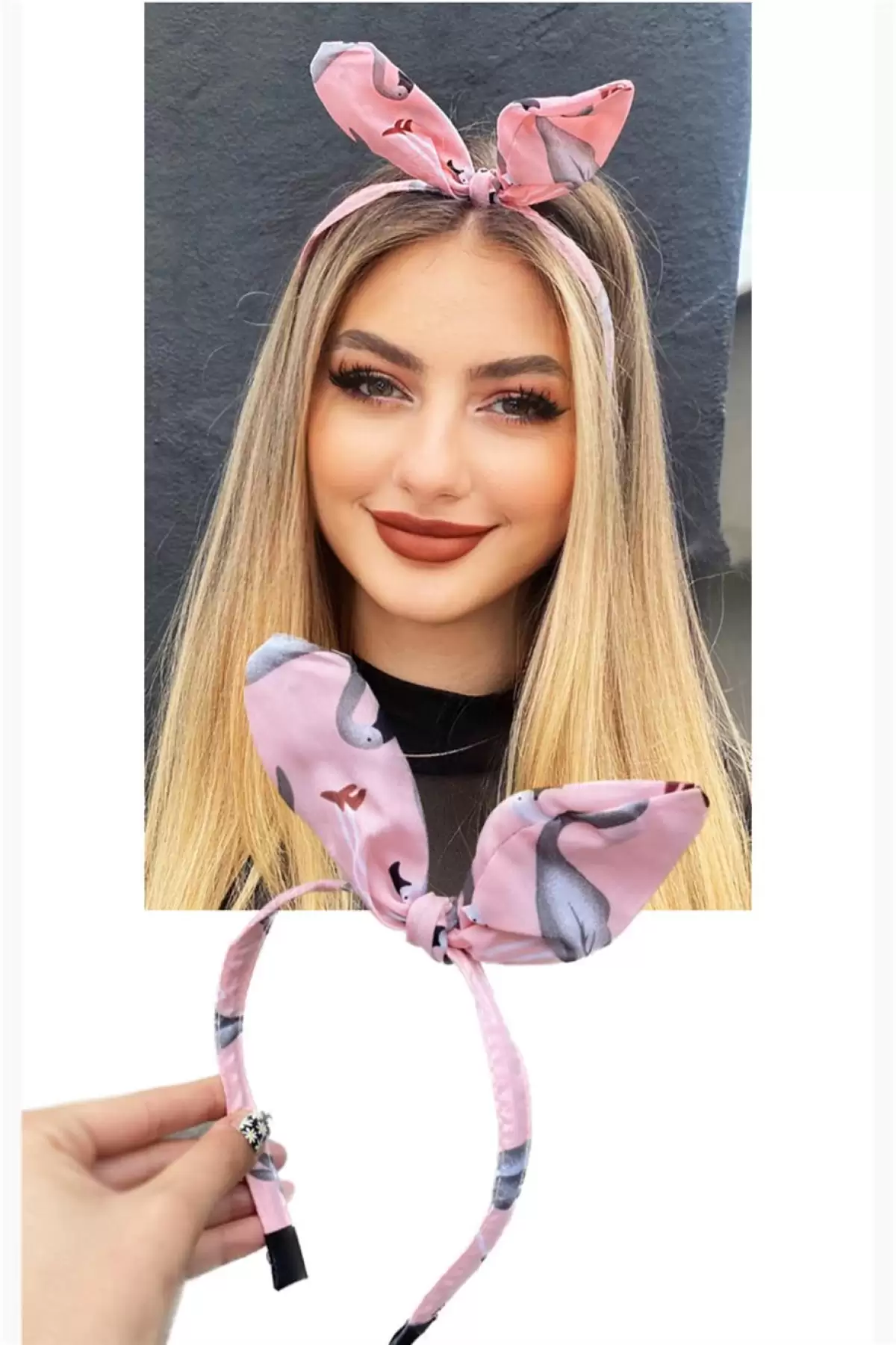 Pembe Renk Flamingo Desenli Telli Taç