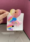 4lü Karışık Renk Figürlü Çocuk Yan Pens Toka Set