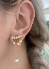 Altın Renk İnci Detaylı Çelik Küpe (Çift)