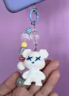 Beyaz Renk Boncuklu Telefon Aksesuarı