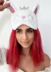 Beyaz Renk Kedi Figürlü Uyku Bandı
