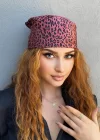 Bordo Renk Leopar Desenli Fular