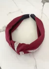 Bordo Renk Taş Detaylı Düğümlü Taç