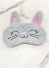 Gri Renk Kedi Figürlü Uyku Bandı