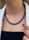 Gri Renk Taşlı Kolye