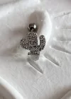 Gümüş Renk Cerrahi Çelik Kaktüs Figürlü Tragus/Kıkırdak Küpe/Piercing (Tek)