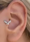 Gümüş Renk Cerrahi Çelik Kelebek Figürlü Tragus/Kıkırdak Küpe/Piercing (Tek)
