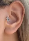 Gümüş Renk Cerrahi Çelik Yaprak Figürlü Tragus/Kıkırdak Küpe/Piercing (Tek)