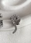 Gümüş Renk Cerrahi Çelik Yılan Figürlü Tragus/Kıkırdak Küpe/Piercing (Tek)
