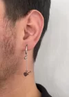 Gümüş Renk Gitar Figürlü Unisex Çelik Küpe (Tek)