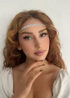 Gümüş Renk Zirkon Taşlı Üç Sıra Alınlık / Taç