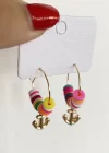 Karışık Renk Çapa Figürlü Fimo Küpe (Çift)