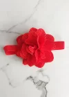 Kırmızı Renk Çiçek Figürlü Çocuk Saç Bandı