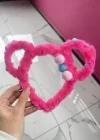 Koyu Pembe Renk Kulak Detaylı Peluş Taç