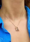 Rose Renk Fıstık Figürlü Çelik Kolye