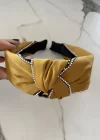 Sarı Renk Düğümlü Taş Detaylı Taç