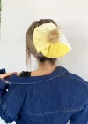 Sarı Ve Beyaz Renk Büyük Boy Scrunchies Lastik Toka