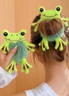 Yeşil Renk Peluş Detaylı Kurbağa Figürlü Simit Toka
