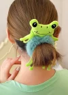 Yeşil Renk Peluş Detaylı Kurbağa Figürlü Simit Toka