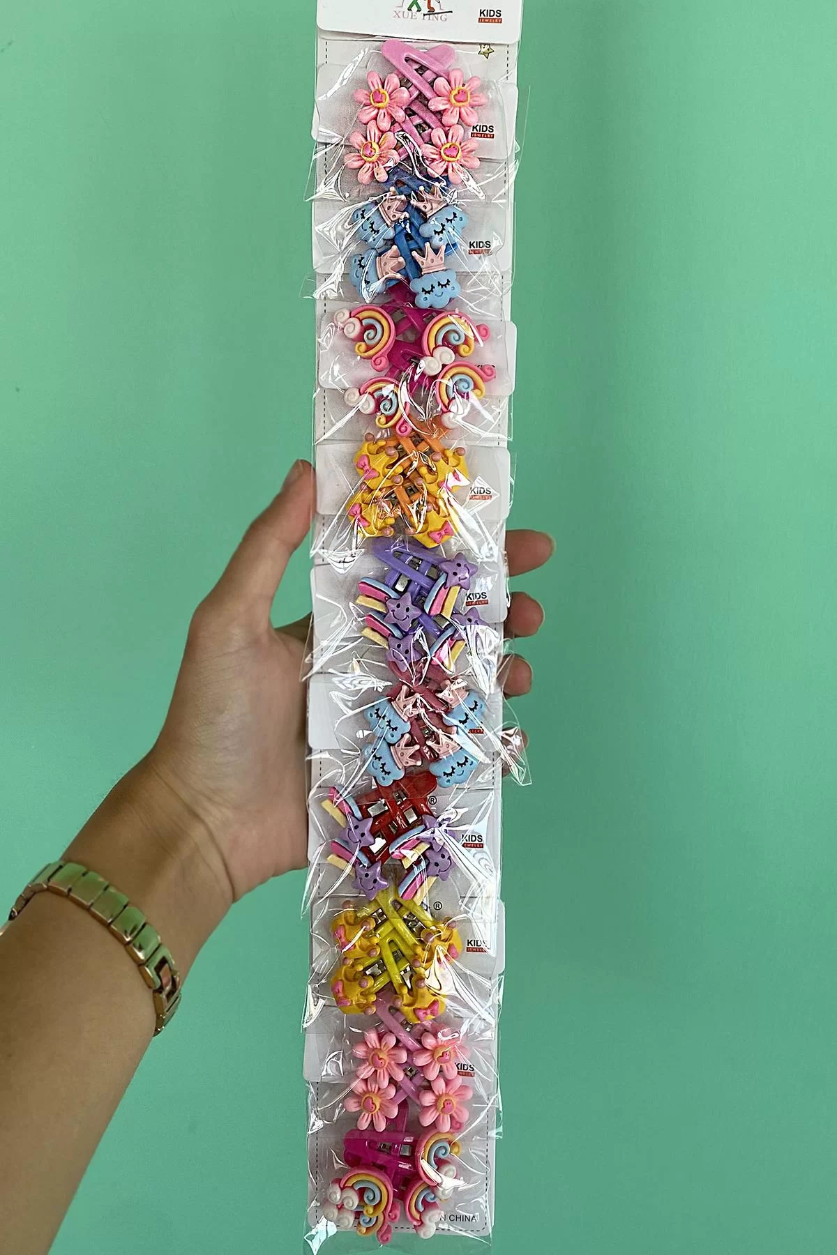 10lu Çok Renkli Karışık Figürlü Yan Toka Set