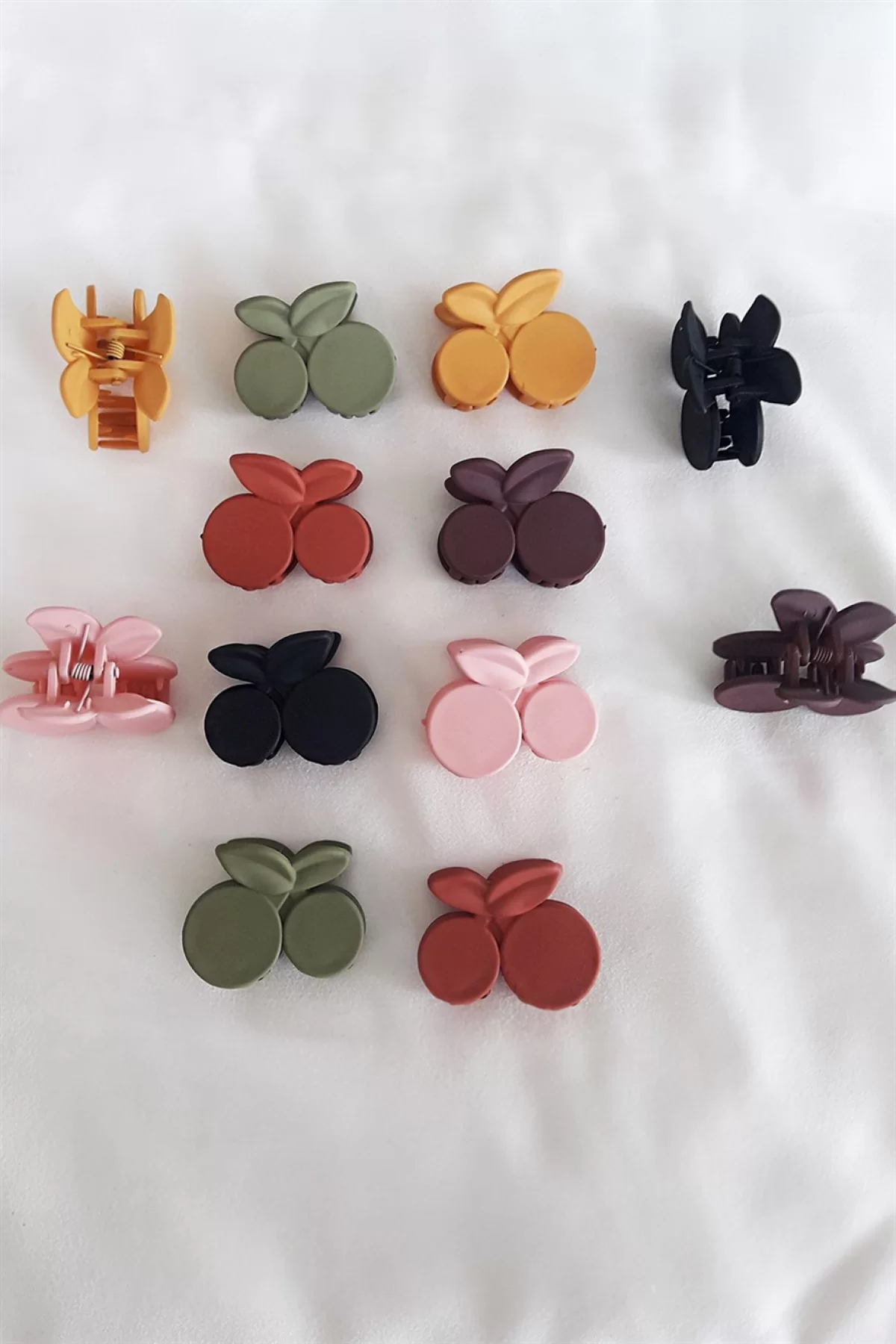 12li Karışık Renk Kiraz Figürlü Mandal Toka Set