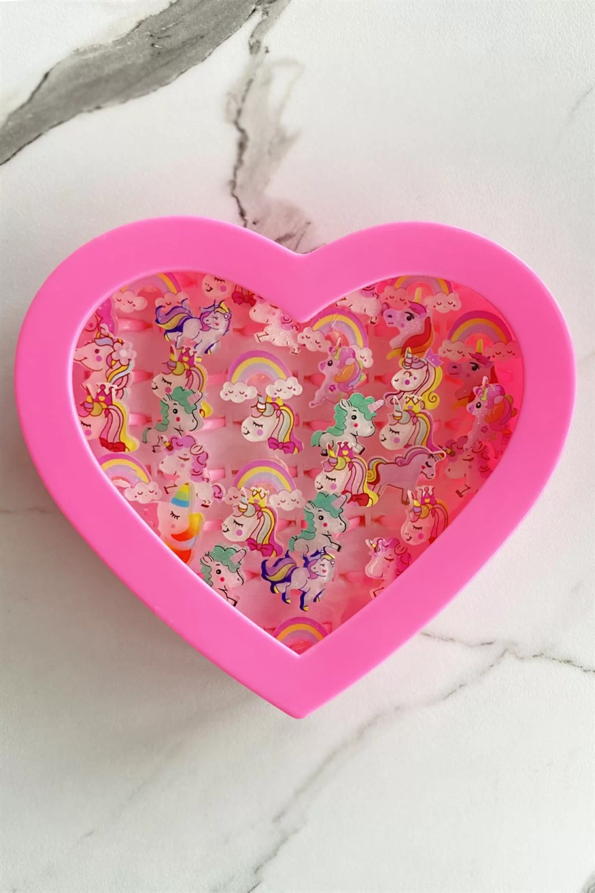 36lı Karışık Renk Unicorn Çocuk Yüzük Set